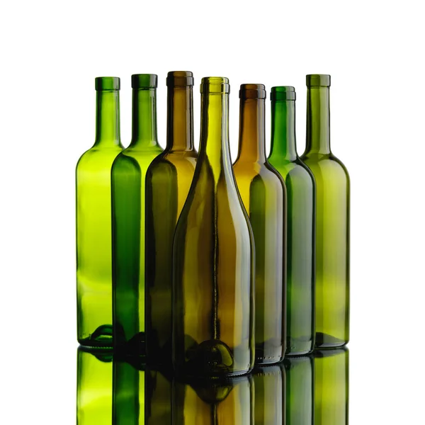 Garrafas Vinho Vazias Isoladas Branco — Fotografia de Stock