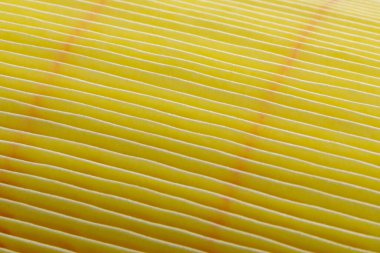 Araba motoru için sarı hava filtresi, makro görünüm