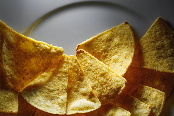 Mexikanische Nachos Tortilla Chips Nahaufnahme — Stockfoto