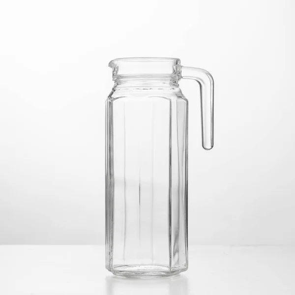 Empty Glass Jug White Background — Stock Photo, Image