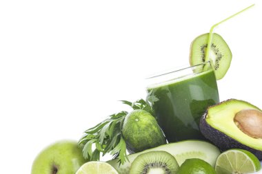 Yeşil yüzlü beyaz arka plan üzerinde izole