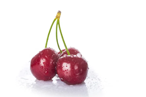 Fresh cherries isolated on a white background — Stock Photo, Image