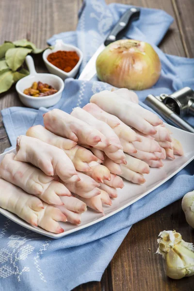 Raw crubeens or pig trotters to cook — Stock Photo, Image