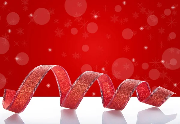 Christmas red ribbon — Stock Photo, Image