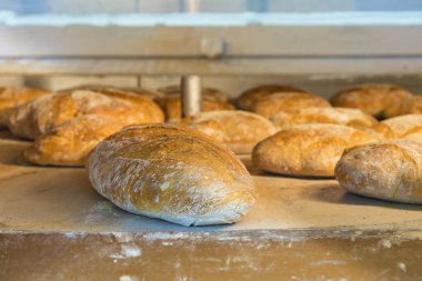 Ahşap yakma fırın içinde ekmek