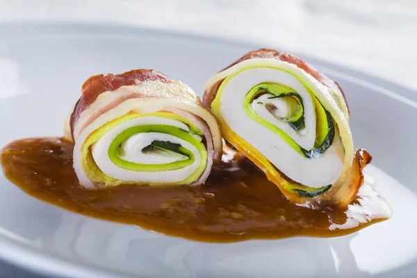 Paupiettes a typical dish of French cuisine made of rolled meat — Stock Photo, Image