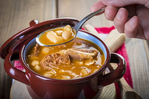 White beans and pork meat stew — Stock Photo, Image