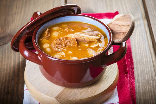 White beans and pork meat stew — Stock Photo, Image