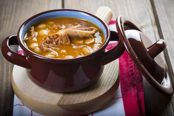 White beans and pork meat stew — Stock Photo, Image