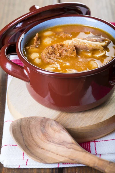 White beans and pork meat stew — Stock Photo, Image