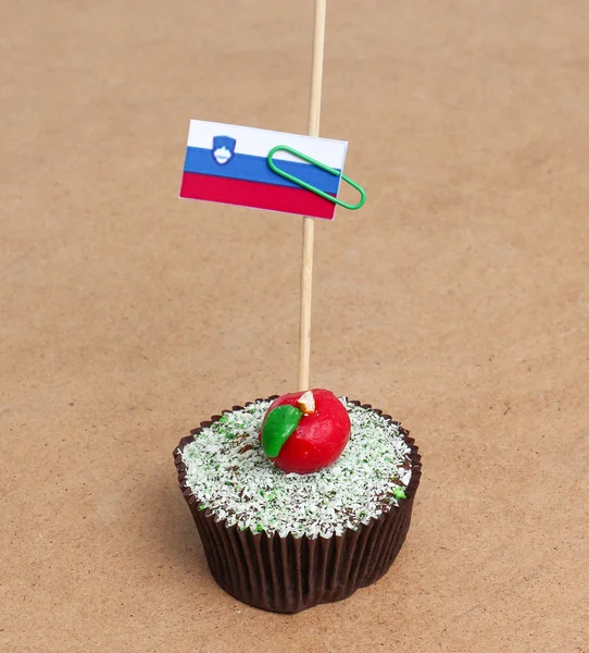 Flag of slovenika on cupcake — Stock Photo, Image