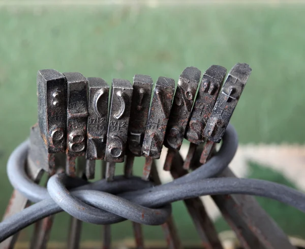 Close-up de botões de máquina de escrever antigos — Fotografia de Stock