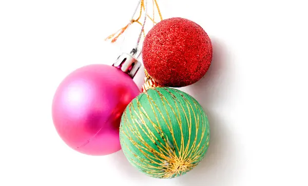 Drie kerstballen — Stockfoto