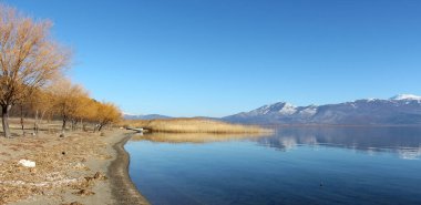 Kışın prespa Gölü Makedonya