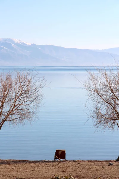 Lac prespa en macédonie en hiver — Photo