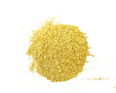 Beyaz zemin üzerine altın glitter toz