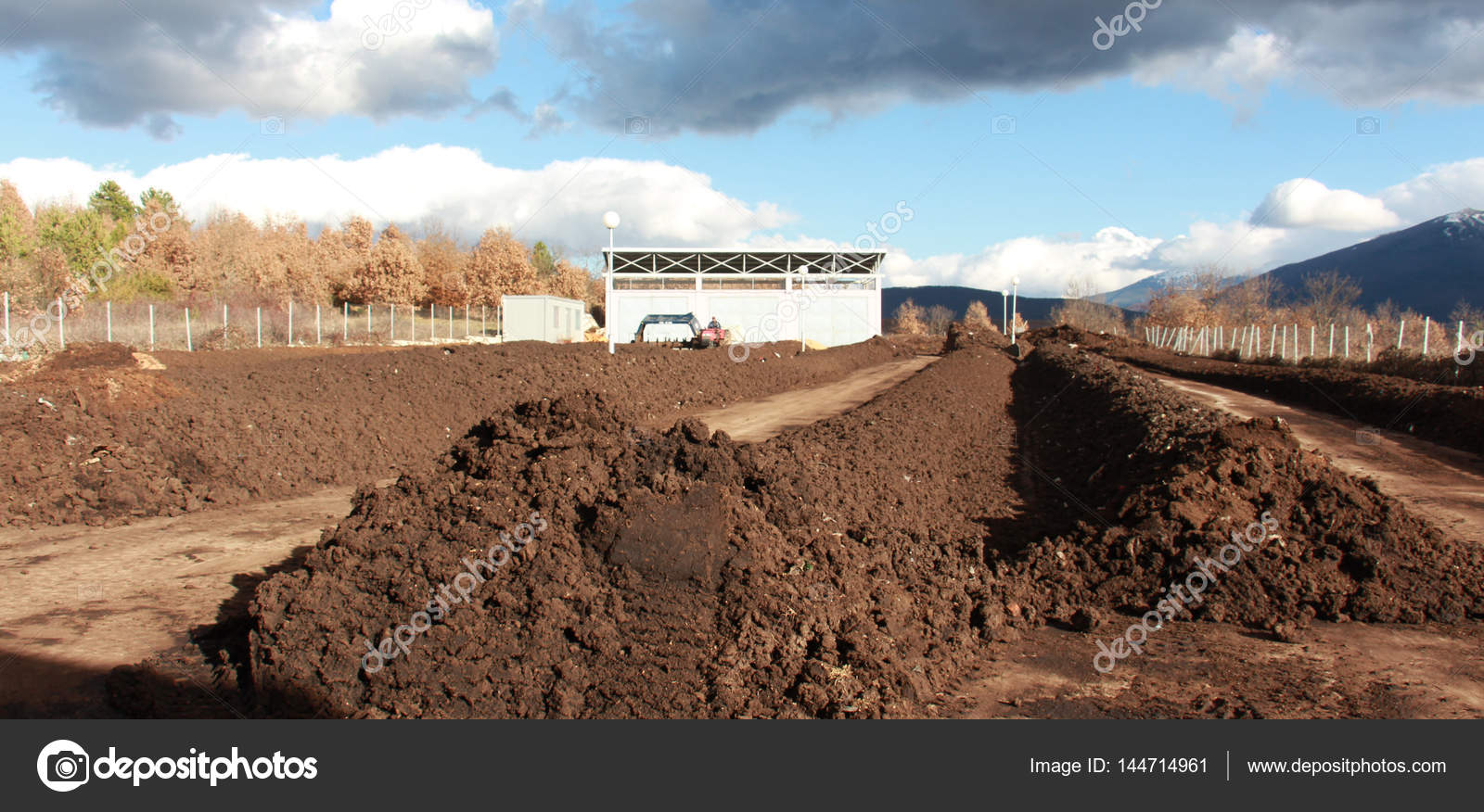 RESEN, MACEDONIA MARCH 6, 2017 Tractor mixing waste and soil for producing