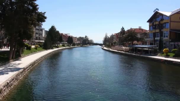 Чорний Drim річка тече-аут, Охридське озеро — стокове відео