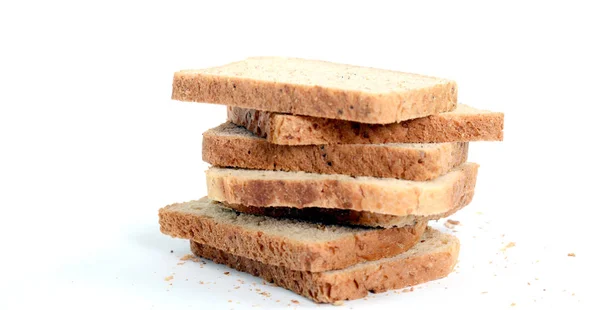 Fatias de pão no fundo branco, imagem — Fotografia de Stock