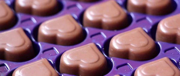 Corações de chocolate, de perto — Fotografia de Stock