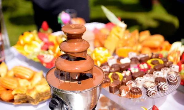 Chocolate fountain outdoor Stock Image