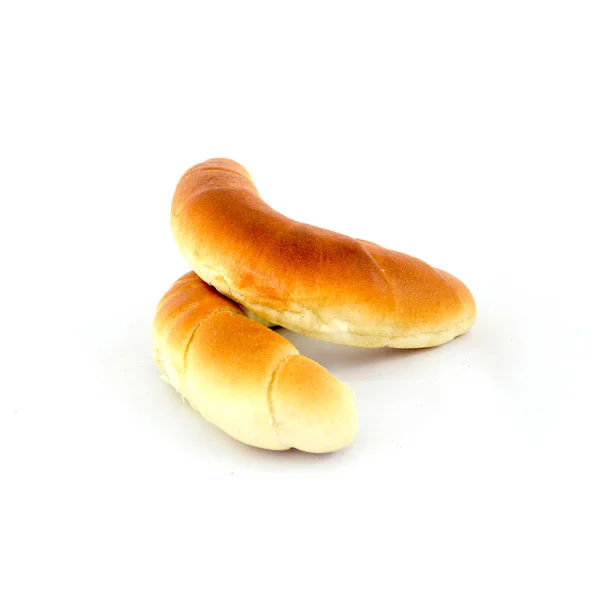 Νωπά ψημένα croissanton σε λευκό φόντο — Φωτογραφία Αρχείου