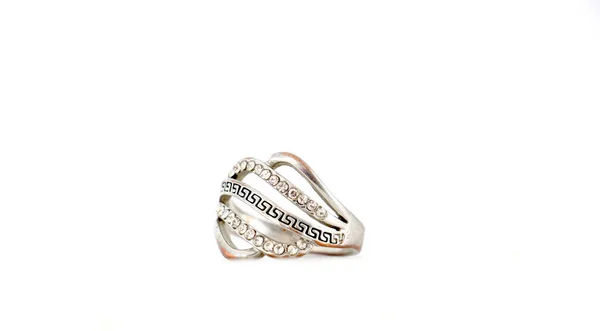 Bellissimo anello con gemma isolata su bianco — Foto Stock