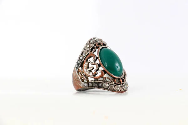 Beautiful ring with gem isolated on white — Stock Photo, Image
