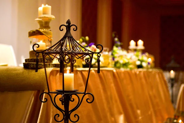 Wedding candles in a chandellier — Stock Photo, Image