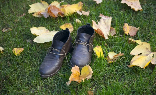 Sonbahar erkek ayakkabı açık çekim kullanılan — Stok fotoğraf