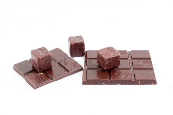 Dark Chocolate and chocolate bonbon — Stock Photo, Image