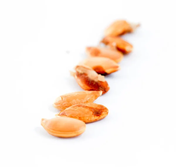 Pumpkin seeds on the white background — Stock Photo, Image