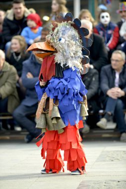 PRILEP, MACEDONIA. FEBRUARY 18 , 2018- performers from villale of Golemo Buchino from Bulgaria participates in the carnival Prochka 2018 in the Macedonian town of Prilep. '