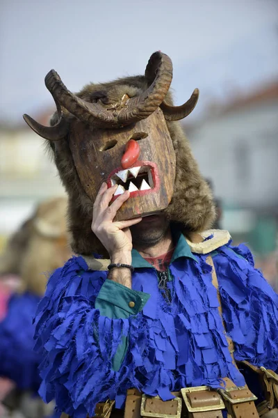 PRILEP, MACEDONIA. FEBRUARY 18 , 2018- performers from villale of Golemo Buchino from Bulgaria participates in the carnival Prochka 2018 in the Macedonian town of Prilep. ' — Stockfoto