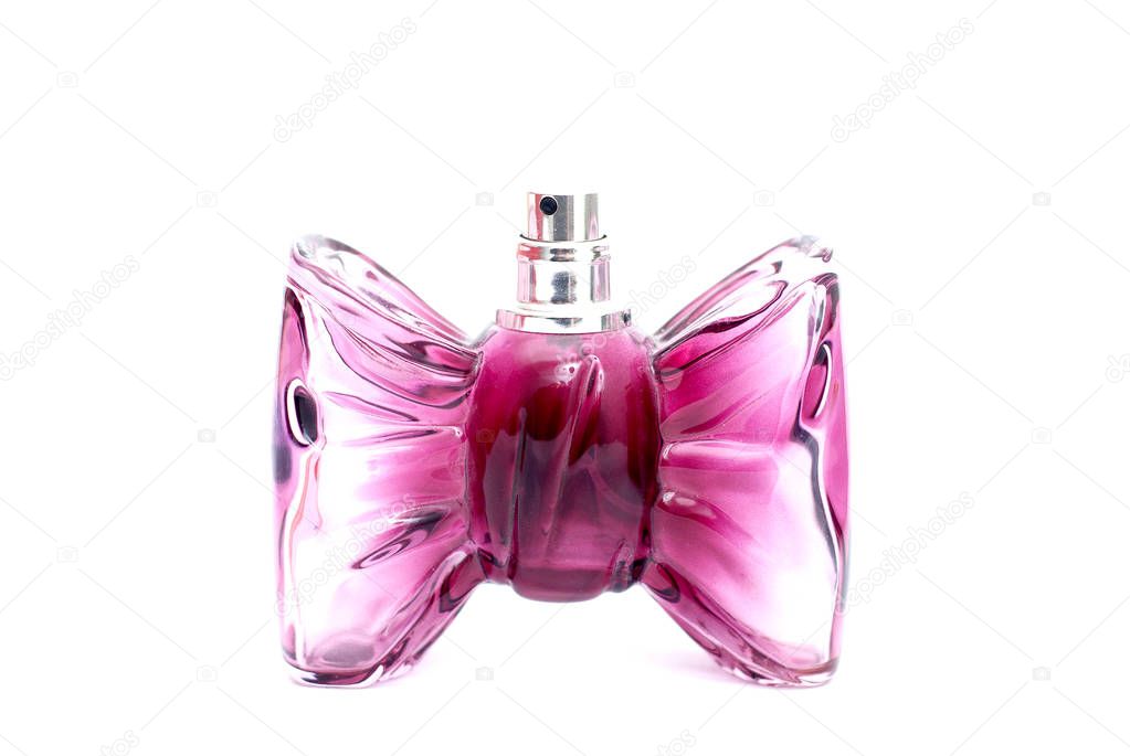 old used womens perfume bottle on white background