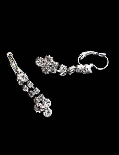 Paio di orecchini moda in argento con pietre preziose — Foto Stock