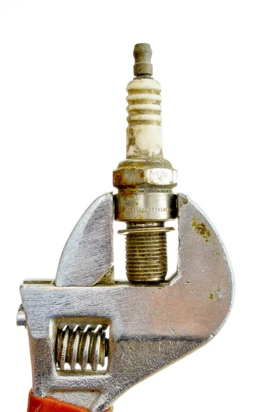 Old used dirty spark plug — Stock Photo, Image