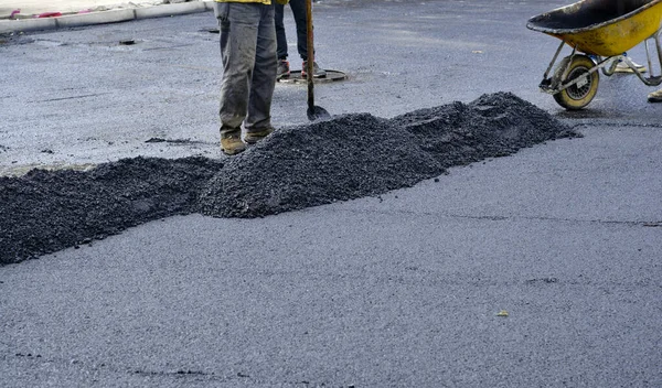 Reconstruction d'une route de rue, travaux municipaux — Photo