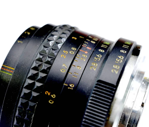 Old manual photo camera lens — Stock Photo, Image