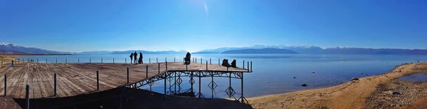 Panoramabild Över Sjö Prespa Makedonien — Stockfoto