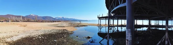 Panoramiczny Obraz Jeziora Prespa Macedonii — Zdjęcie stockowe