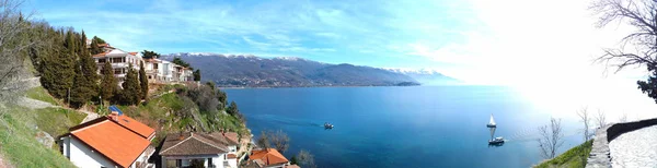 Lago ohrid en macedonia, vista panorámica imagen — Foto de Stock