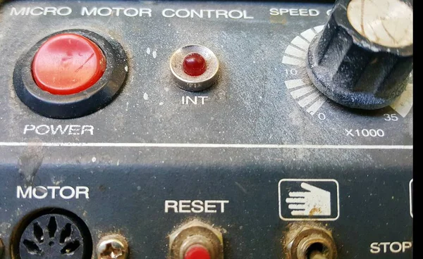 Botones Panel Control Una Imagen Dispositivo Eléctrico Viejo Polvoriento — Foto de Stock