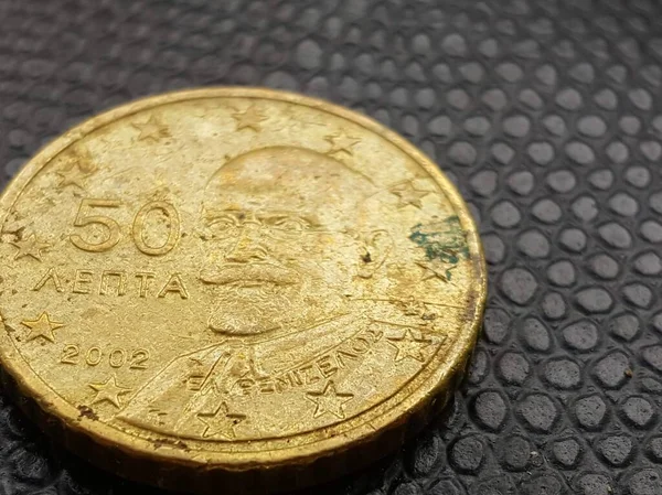 Брудна Запилена Монета Чорному Фоні Euro Cent — стокове фото