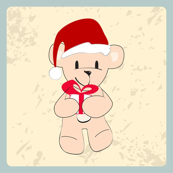 Cute hand drawn style Christmas teddy bear — Stock Vector