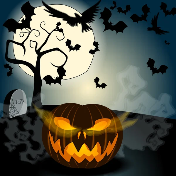 Illustrazione di Halloween con Jack O'Lantern — Vettoriale Stock