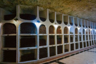 Cricova, Moldova - Ocak 03: coll yeraltı şarap mahzeni
