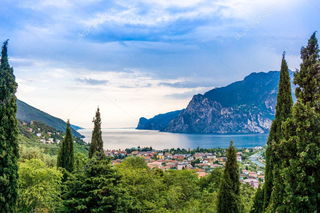 View of Riva Del Garda and Lake Garda, Lombardy, Italy