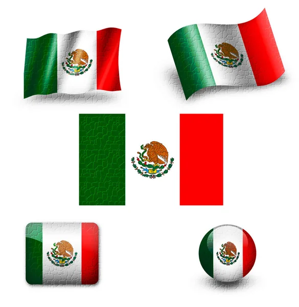 Conjunto de ícone bandeira mexico — Fotografia de Stock