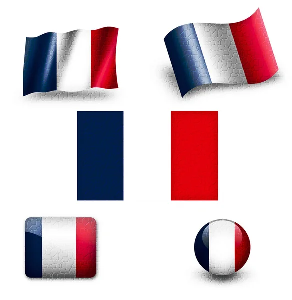 Frankrike flagga Ikonuppsättning — Stockfoto